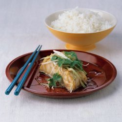 Steamed Striped Bass with Ginger and Scallions
