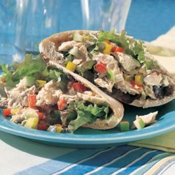 Tuna, Pickle, and Chopped-Vegetable Pita Sandwiches