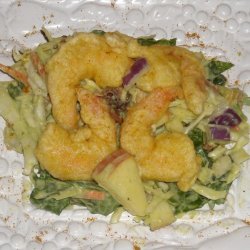Tempura Style Curry Shrimp Over Spinach And Apple ...