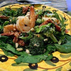 Shrimp Broccoli And Sun-dried Tomatoes With Spinac...