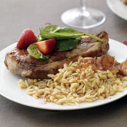 Pork With Pine Nut Orzo And Strawberry Spinach Sal...