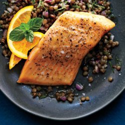 Roasted Arctic Char with Orange-Lentil Salad