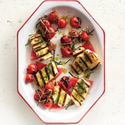 Grilled Halloumi with Watermelon and Basil-Mint Oil