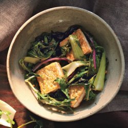 Stir-Fried Bok Choy and Mizuna with Tofu