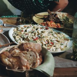 Fresh Pasta with Crabmeat, Peas and Chile