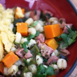 Spicy Turkey Chile Verde with Hominy and Squash