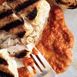 Grilled Halibut with Grilled Red Pepper Harissa