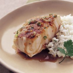 Sake-Steamed Sea Bass with Ginger and Green Onions