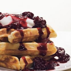 Buttermilk Waffles With Cherry Almond Sauce