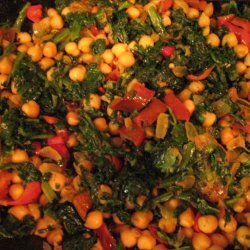 Spinach With Chickpeas And Peppers