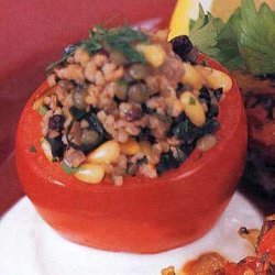 Bulgur And Lentil Stuffed Tomatoes With Yogurt Gar...