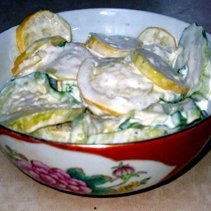 Green And Yellow Squash In Garlic Cream Sauce