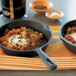 Damn Hot Peppers With Potato Hash With Baked Eggs