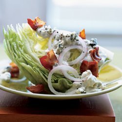 Iceberg Wedge with Warm Bacon and Blue Cheese Dressing