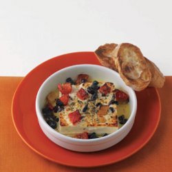 Roasted Feta with Olives and Red Peppers