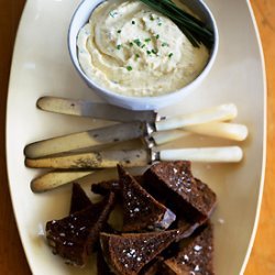 Camembert Caraway Spread on Pumpernickel Toasts