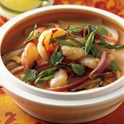 Spicy Shrimp and Coconut Noodle Soup with Shiitake Mushrooms