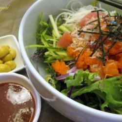 Raw Fish And Salad On Rice Bowl Hwe Dup Bab