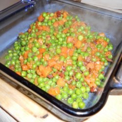 Peas And Carrots With Honey, Bacon, And Shallots