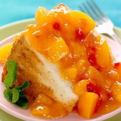 Angel Food Cake With Peach Coulis Sauce