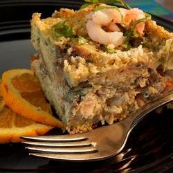 Seafood Strata with Pesto