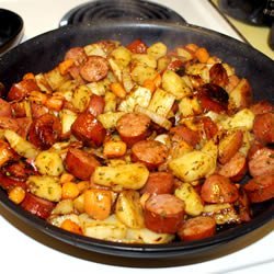 Kielbasa Hash With Carrots and Caraway