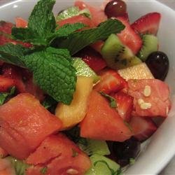 Summer Fruit Salad with a Lemon, Honey, and Mint Dressing