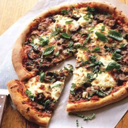 Grilled Pizza with Harissa and Herb Salad