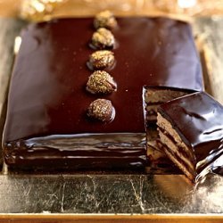 Dark Chocolate Caramel Cake With Gold Dusted Chest...