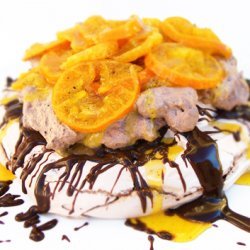 Chocolate Pavlova With Glaced Tangerines