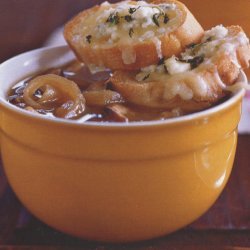 Carmelized Onion Shitake Soup With Gruyere Blue Ch...