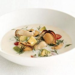 Mussel Soup With Avocado Tomato And Dill