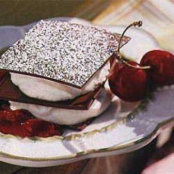 Chocolate Napoleons with Mascarpone Cream and Cherry Compote