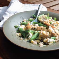 Chicken, Green Bean, Corn, and Farro Salad with Goat Cheese