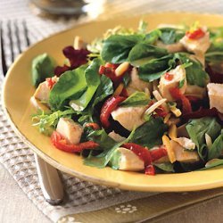 Chicken Salad with Piquillo Peppers, Almonds, and Spicy Greens