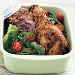 Buttermilk Fried Chicken with Spinach Tomato Salad