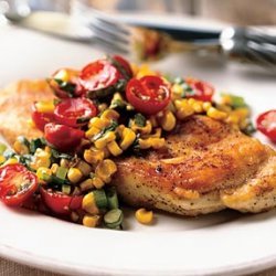 Chicken Paillards with Tomato, Basil, and Roasted-Corn Relish