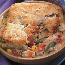 Chicken and Vegetable Pot Pies with Dilled Biscuit Topping