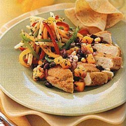 Chicken Breasts with Cornmeal-Coriander Crust and Black Bean-Mango Salsa