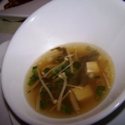 Miso Soup With Tofu And Enoki Mushrooms