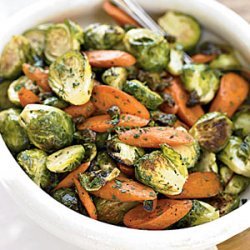 Roasted Brussels Sprouts With Crispy Capers and Carrots