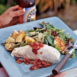 Oven-roasted Halibut with Cranberry Chutney