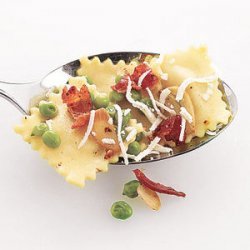 Ravioli With Peas and Crispy Bacon