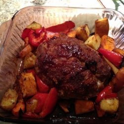 Barbecue Meat Loaf with Chile-Roasted Vegetables