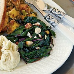 Sauteed Swiss Chard with Hazelnuts and Garlic