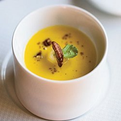 Roasted Squash Soup with Maple-Glazed Bananas