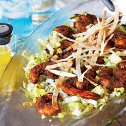 Blackened Shrimp Salad with Jicama and Grilled Corn