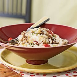 Risotto with Fresh Mozzarella, Grape Tomatoes, and Basil