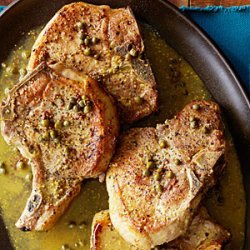 Pork Chops with Mustard, Rosemary, and Capers