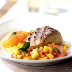 Grilled Mahimahi with Peach and Pink Grapefruit Relish